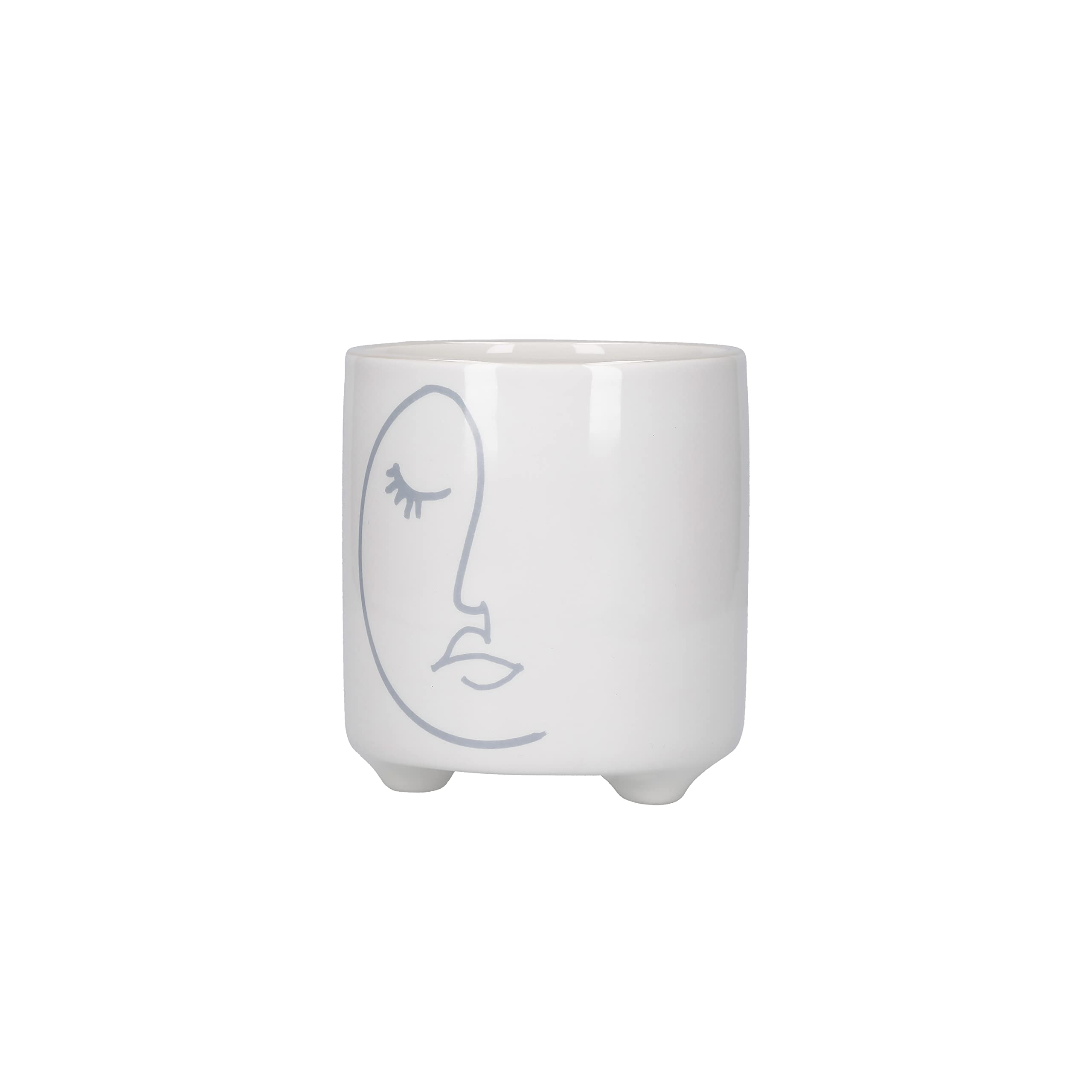 KitchenCraft Face Planter, Indoor Plant Pot for Herbs, Cactus, Succulents or Small House Plant, Dolomite, Grey, 1 x 11cm