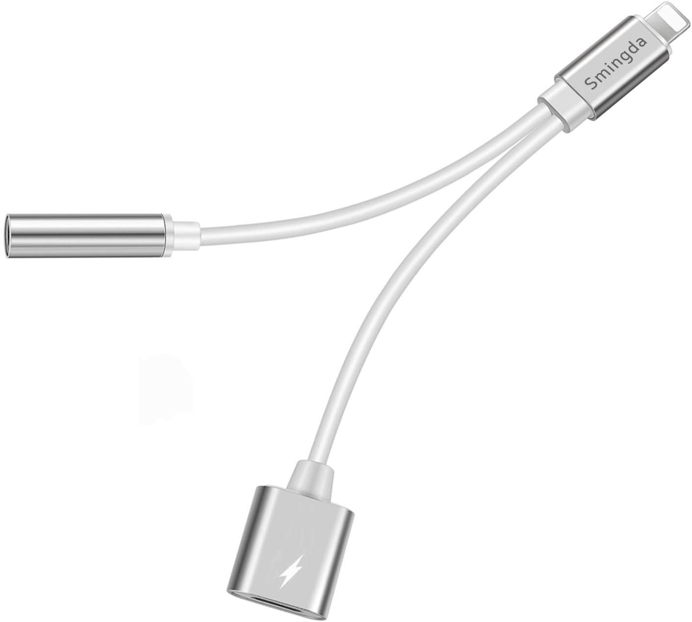 Smingda Car Charge Charge Power Adaptor Headphone Adapter Aux Adaptor ChargerAdapter Dongle Mini Earphone Connector Convertor 3in1 Chargers & Aux Audio&Call&Control Support 12 or Later 15