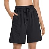 Auriviz Womens Long Sweat Shorts Casual Summer Bermuda Loose Lounge Workout Athletic Shorts with Pockets