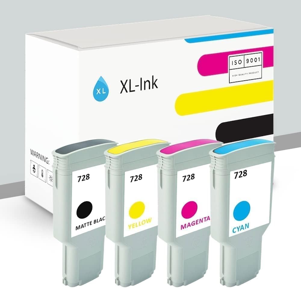XL-Ink Compatible with HP 728 4 pieces, 4 x 300 ml: MBK/C/M/Y