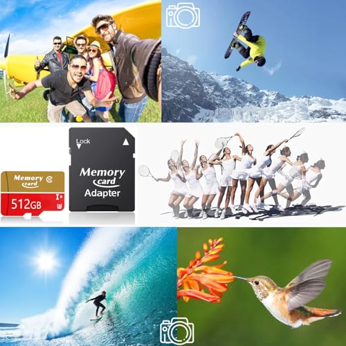 New MicroSDXC MicroSD Card 512GB Set with Adapter,Full HD & 4K UHD Card Class10 U3 High Speed for Camera/Phone/Tachograph,Tablet and Drones