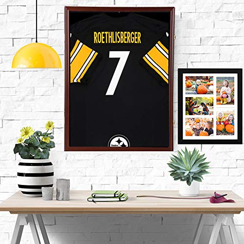 Jersey Display Frame Case Large Frames Shadow Box Lockable with UV Protection Acrylic Hanger and Wall Mount Option for Baseball Basketball Football Soccer Hockey Sport Shirt