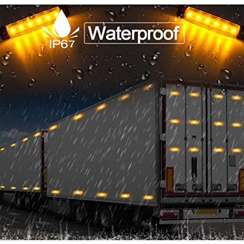 NBWDY 10pc 3.8" 6 LED amber Side Marker Lights, amber Trailer Marker Lights, Rear Side Marker Lamp Amber, Led Marker Lights for Trucks, Cab Marker, RV Marker light amber