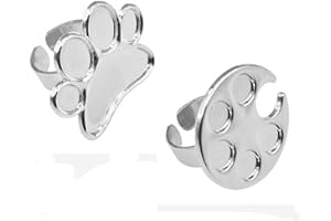 Mwoot 2 Pieces Nail Art Palette Finger Rings, Mini Polish Holder Drawing Color Palette, Nail Art Painting Gel Palette Manicure Tool, Cosmetic Artist Mixing Palette