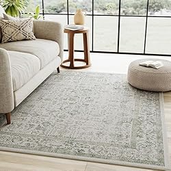 PureCozy Green Area Rug 8x10 Indoor Vintage Living
