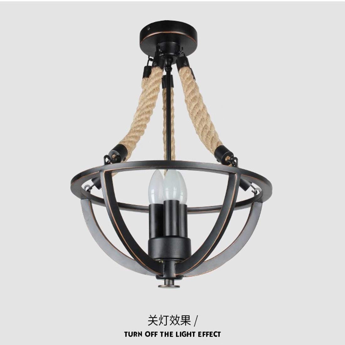 Matte black-Metal Bindfäden, Lampenschirm, modernen Hanf Seil