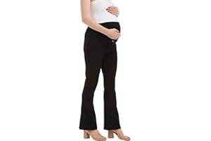 Maiamae Maternity Flared Jeans with Over‑Belly Waistband, Stretch Bootcut Denim Pregnancy