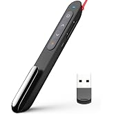 Norwii N76 Rechargeable Presentation clicker for PowerPoint Presentations | Red Laser Pointer, Presentation Remote with Customizable Button, support PowerPoint Hyperlink, volume control, Rechargeable