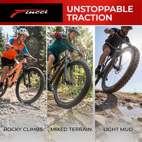 Fincci Pneu VTT 27,5 Pouces - Paire Pliable Pneus Velo 27,5 x 2.10 avec 2X Chambre à Air 27.5 pour VTT, Montagne Vélo, Velo de Course, e Bicyclette 55-584 - Un Paquet de 2 pneus Oncamp 27.5