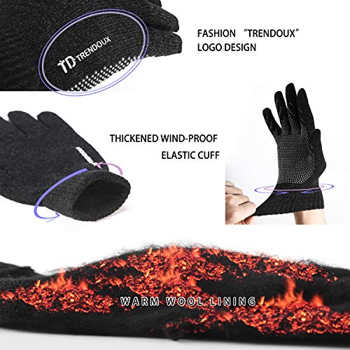 image for Touch Screen Gloves, TRENDOUX Unisex Knit Winter 360° Whole Palm Touc