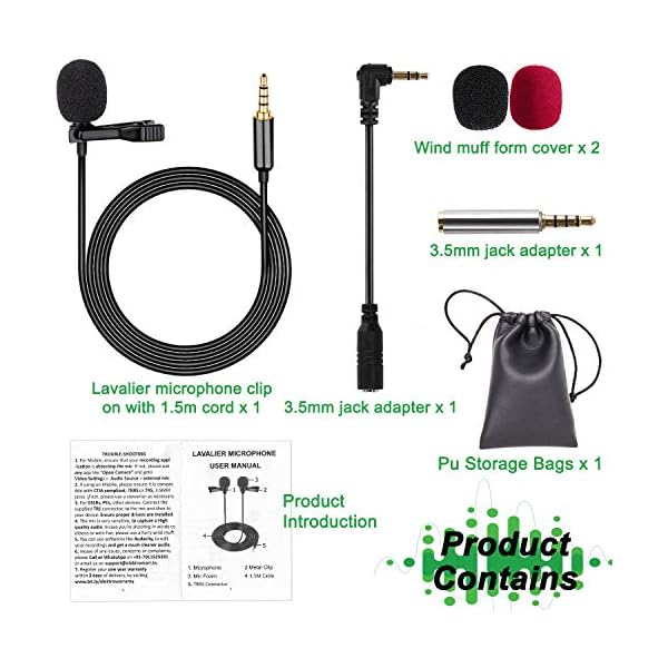 Lavalier Mikrofon für Handy and PC, NOCHME 3,5mm Jack Professional Omnidirectional Mini Mic mit Windschutz und Pu-Tasche… – Bild 7