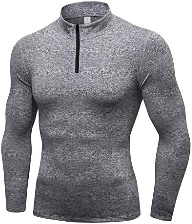 Sharemen Men's Middle Collar 3/4 Zipper Casual Sports Comfortable Running Fitness Shirt