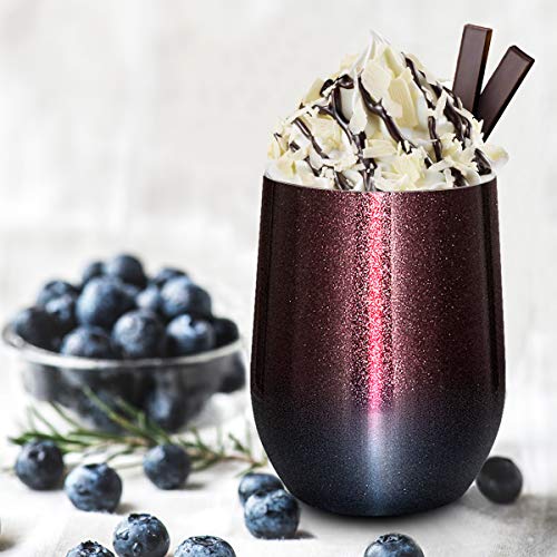 image for Insulated Wine Tumbler with Lid, Deedro 12 oz Double Wall Vacuum Insul