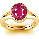 LMDPRAJAPATIS Natural Certified 10.00 Carat Ruby/Manik Panchdhatu 22K Gold Plated Birthstone/Rashi Ratan Adjustable Ring for Men & Women