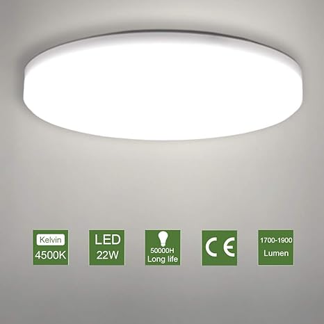 Badezimmer Led Deckenleuchte Oowolf Led Deckenleuchte Runde Deckenleuchte 22w 4500k Natur Weiss Augenschutz Ip44 Wasserdicht Energiesparend Fur Bad Wohnzimmer Buro Flur Kuche Amazon De Beleuchtung