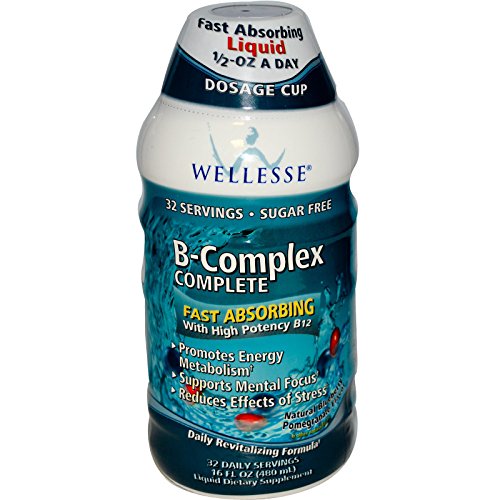Wellesse Premium Liquid Supplements, B-Complex Complete, Blueberry Pomegranate Flavor, 16 fl oz (480 ml) - 2pc