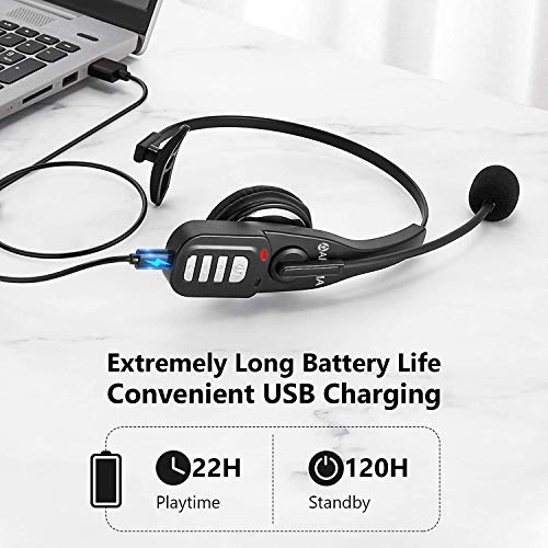 Trucker Bluetooth Headset, V5.0 Noise Cancelling Wireless Headset with