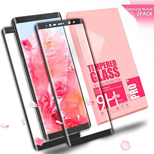 XIANDAN Galaxy Note 8 Glass Screen Protector, [2Pack] Full Coverage Premium 9H Tempered Glass Anti-Scratch, Clear High Definition (HD) Screen Film for Galaxy Note 8 Black