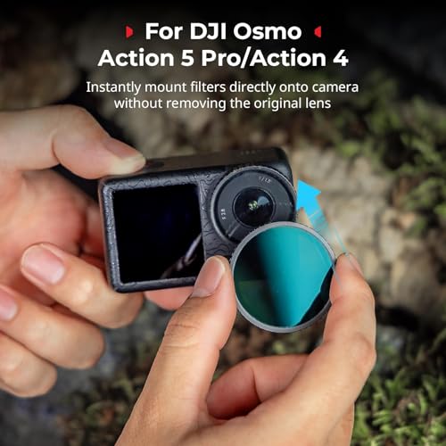 SMALLRIG Kit de Filtros para DJI Osmo Action 5 Pro/4 - Set 5 en 1 (Niebla Negra 1/4, ND16/CPL, Estrella, Simulador de Película) con Funda de Silicona, Montaje Snap-On, Vidrio de Alúmina - 5412