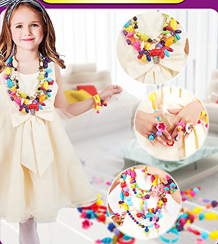 Trooer 260 Pcs Snap Pop Beads Set for Kids, Pop Beads DIY Jewelry Bracelet and Necklace Making Kit Art and Crafts Toys for Kids