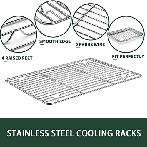CEKEE Baking Sheets, Half Sheet Pan with Cooling Rack Set [2 Baking