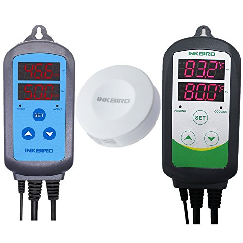 Inkbird Combo Mini Bluetooth Temp/RH Monitor Smart Sensor Data Logger Recorder Wireless + Temperature Humidity Controller Thermostat Hygrostat Thermometer Hygrometer (IBS-TH1 Mini + ITC-308 +IHC-200)