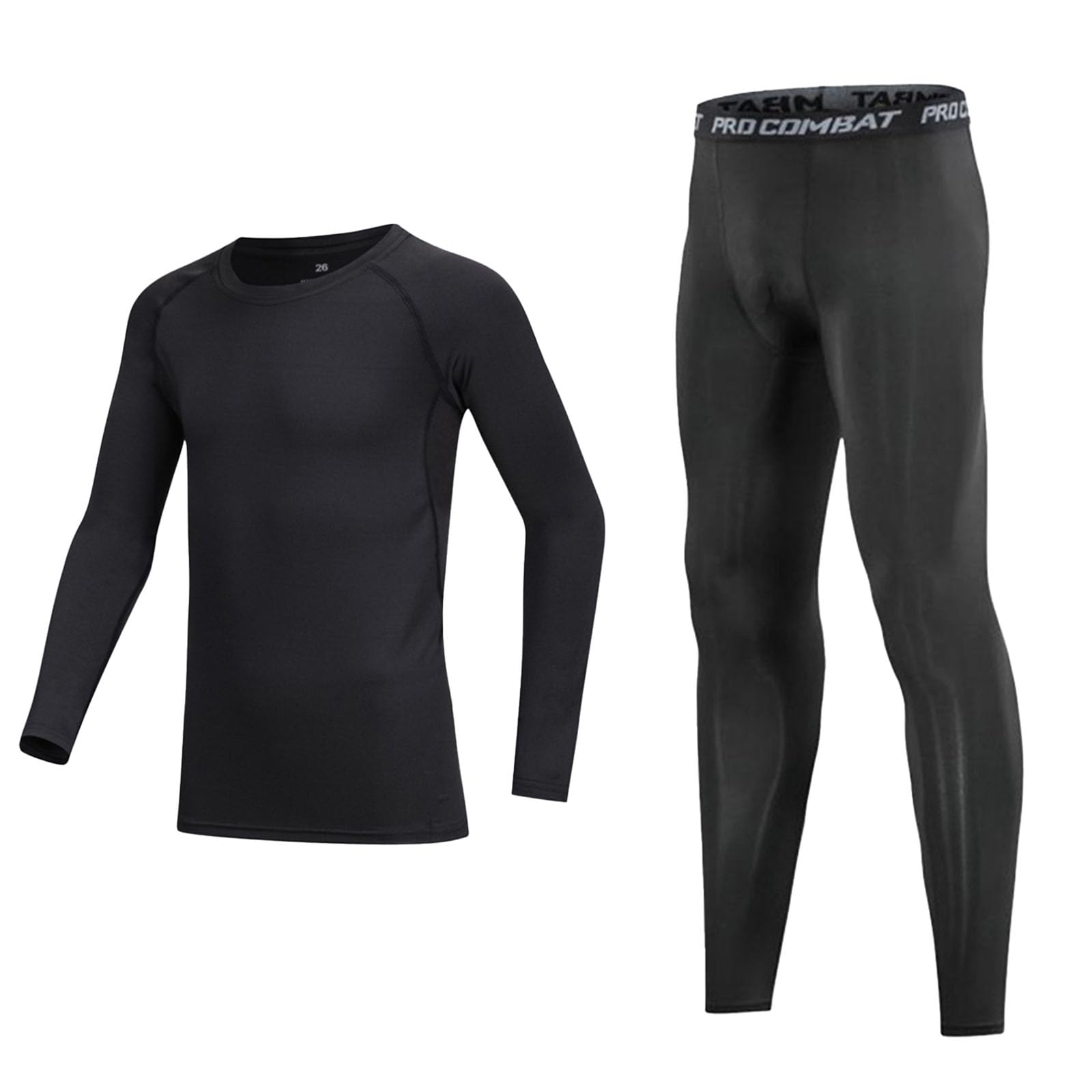 Kids' Boys Base Layer Set Thermal Sports Underwear Gym Athletic Shirt Tights Top & Bottom Sets
