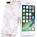 BAISRKE Shiny Rose Gold Marble Design Clear Bumper Matte TPU Soft Rubber Silicone Cover Phone Case Compatible with iPhone 7 Plus iPhone 8 Plus White