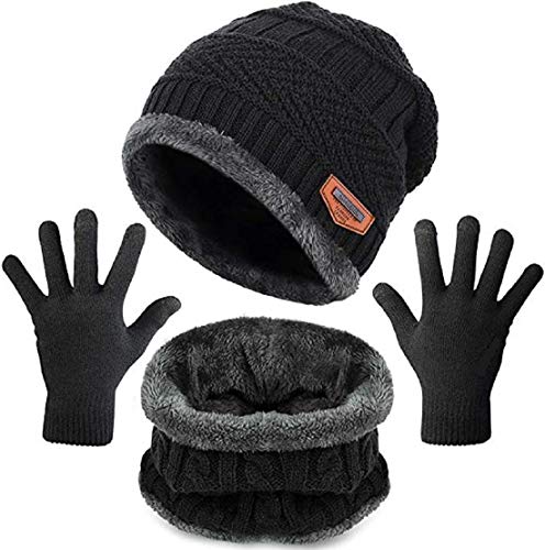 HUNTSMANS ERA Winter Knit Beanie, Hat, Neck Warmer Scarf and Woolen Gloves Set - Skull Cap for Men & Women (3 Piece) 1 HUNTSMANS ERA Winter Knit Beanie, Hat, Neck Warmer Scarf and Woolen Gloves Set - Skull Cap for Men & Women (3 Piece)
