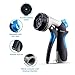 Homitt 10 Patterns Hose Nozzle, Leak Free Metal Garden Hose Spray Nozzle with Slip Resistant Rubberized Grip and 10 Washers for Garden Life and Washing Car and Pet