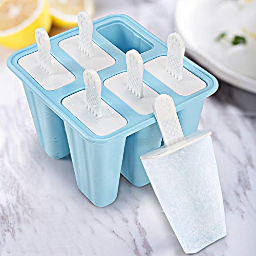 DIFENLUN Ice Pop Molds, 6 Easy-release Popsicle Molds With Sticks and Drip-guards, BPA-free Silicone DIY Ice Cream Maker - Thumbnail 4