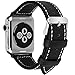 Fullmosa Compatible Apple Watch Band Leather 38mm 40mm 41mm 49mm 46mm 45mm 44mm 42mm for iWatch Ultra2/Ultra/SE/SE2/Series 10/9/8/7/6/5/4/3/2/1,38mm/40mm/41mm/42mm Lichi Black + Silver Buckle
