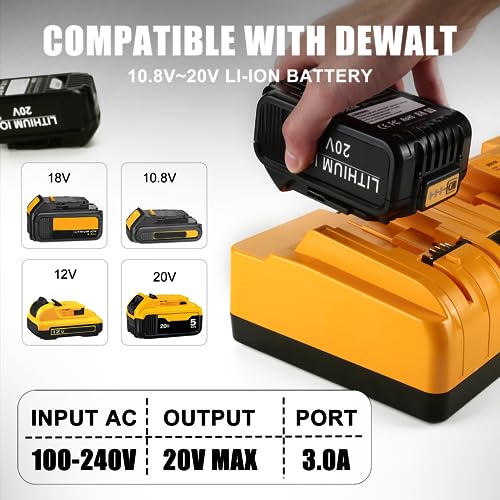 Bakipante 20V 4-Port Charger DCB104 Replacement for Dewalt 12V~20V MAX  Multi Battery Charger Station Fast Char