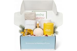 UNBOXME GIFTS Unboxme Sunshine Spa Gift Basket for Women, Care Package with Tea, Mug, Bath Bomb, Socks, Self Care Gifts for Women, Get Well, Christmas