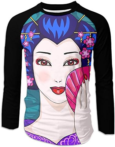 Japanese Woman Mens Fashion Pullover Baseball T-Shirt Casual Wear Home &amp; Outdoor Sports Stylish Popular