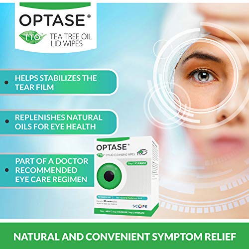 OPTASE Tea Tree Oil Eyelid Wipes Eyelid Cleansing Wipes for Dry Eyes