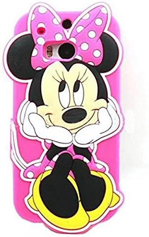 HTC One M8 Silicone Case,HTC One M8 Minnie Case,Bat King Hot Pink 3D Cute Cartoon Animal Sit Mouse Minnie Soft Silicone Back Case Cover for HTC One M8