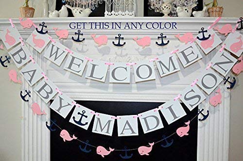 Amazon Com Whale Baby Shower Decorations Customized Name Banner Amazon Com Whale Baby Shower Decorations Customized Name Banner
