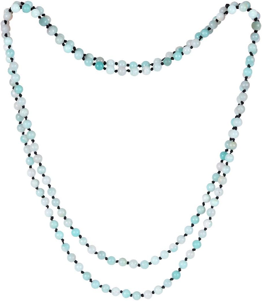 Cat Eye Jewels 6mm 8mm 48 59 Inch Long Beaded Multi Layered Mala Bead Strand Necklace for Women Men Girls