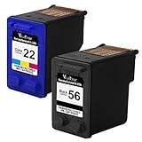 Valuetoner Remanufactured Ink Cartridge Replacement For Hewlett Packard HP 56 & HP 22 C6656AN C9352AN (1 Black, 1 Tri-Color) 2 Pack Compatible With Officejet 5600 5608 5610xi 5605 5609 5615 5605z 5610 5607 5610v Printer