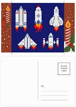 Amazon 宇宙船 ロケット 天文学 ピクセルクリスマス キャンドル ポストカード サンキューカード 郵送 枚 ポストカード 絵柄付はがき 文房具 オフィス用品