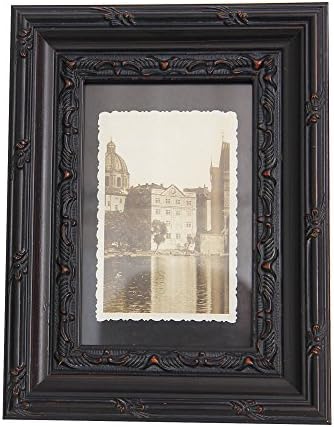 Vintage Wood Picture Frame - Retro Carved Photo Frame 5x7 , 8x10Inch(5x7 inchBlack)