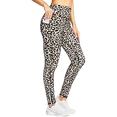 SANTINY Women's Fleece Lined Winter Leggings Water Resistant High Waisted Thermal Hiking Running Warm Pants Women Pockets(Leopard_XXL)