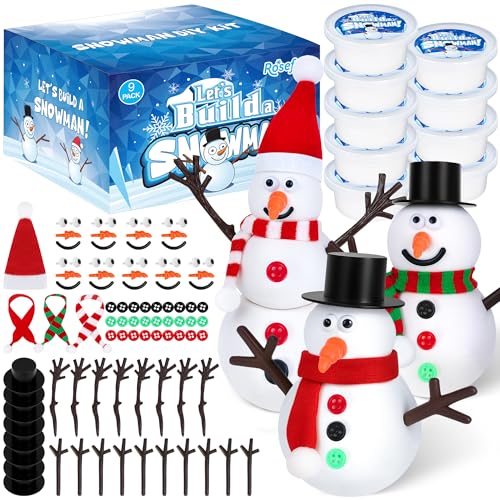 9 Pack Christmas Crafts, DIY Christmas Snowman Clay for Kids, Build Your Snowman Craft Kit, Modeling Clay Snow Man Making Game, Xmas Crafts Presents Winter Christmas Stocking Stuffers