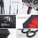 Travel Umbrella, Double Layer UV Protection Auto Open Reverse Folding Umbrella,Outdoor Golf Windproof Sunscreen Sun Umbrella ,Unique Self-Standing & C-Shape Handle (Red)