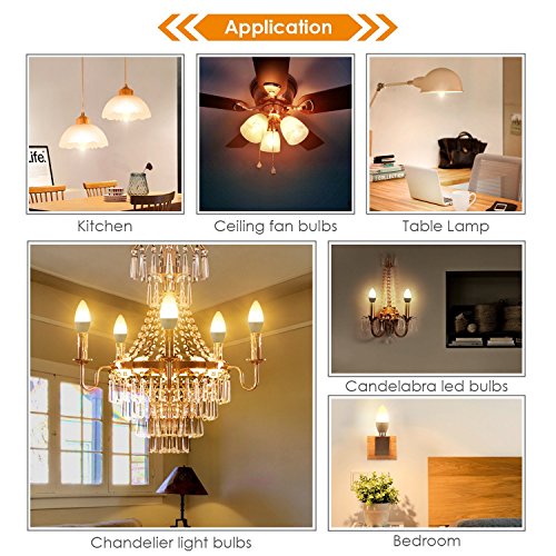 Albrillo E12 Bulb, LED Candelabra Light Bulbs 60 Watt Equivalent, Soft White 3000K LED Chandelier Bulbs, Decorate Candle Base E12 Non-Dimmable, 4 Pack - Thumbnail 4
