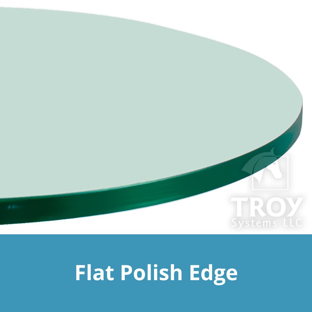TroySys Glass Table Top, Flat Polish Edge, Tempered Glass, 24" L Round
