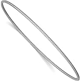 JewelryWeb 14k 1.5mm White Gold Hollow Slip on Textured Polished Twist Slip-on Bangle Bracelet Cuff Bracelet for Women