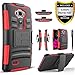 LG G Flex 2 Case, Combo Shell Cover Kickstand with Built-in Holster Locking Belt Clip+Circle(TM) Touch Screen Pen and Screen Protector (Red)
