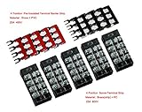 5 Pcs Dual Row 4 Position Screw Terminal Strip 600V 25A + 400V 25A 4 Postions Pre Insulated Terminal Barrier Strip Red /Black 10 Pcs